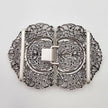 Dirndlschließe aus Metall Altsilber 53mm/80mm