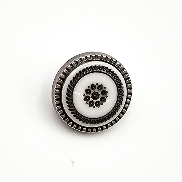 Knöpfe mit Blume grau und weiß 13mm