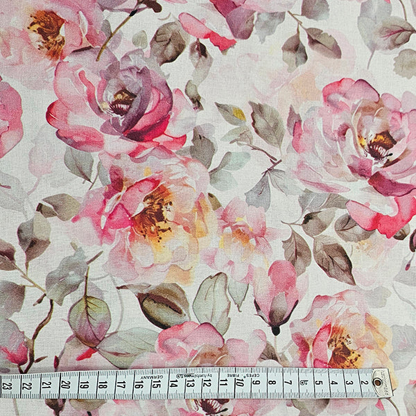 Baumwolle Rosen mit Blätter rosa