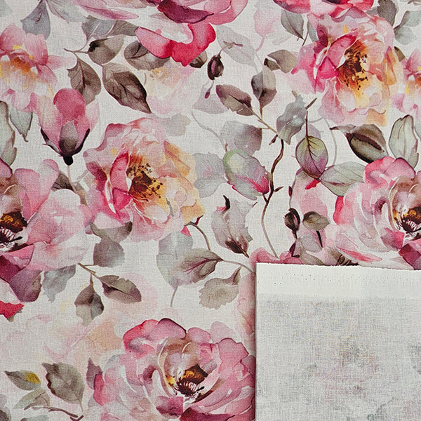 Baumwolle Rosen mit Blätter rosa