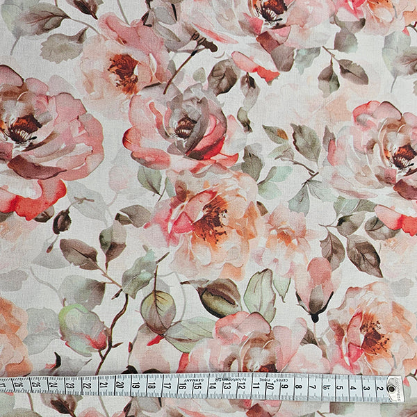 Baumwolle Rosen mit Blätter orange