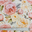 Baumwollsatin Siena große Blumen Pastell rose und buttergelb
