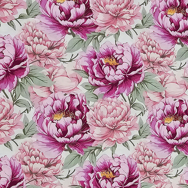 Baumwollsatin Siena Blumen rosa und fuchsia