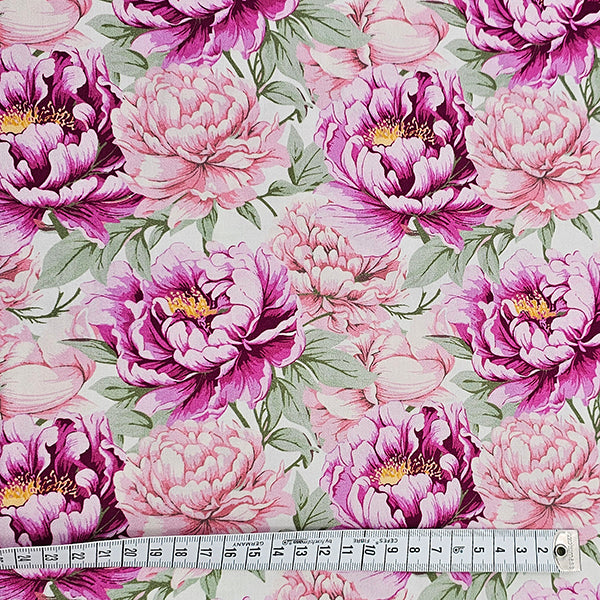 Baumwollsatin Siena Blumen rosa und fuchsia
