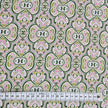 Baumwollsatin Siena Ornamente grün und rosa