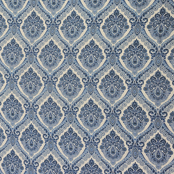 Baumwollsatin Siena Ornamente blau