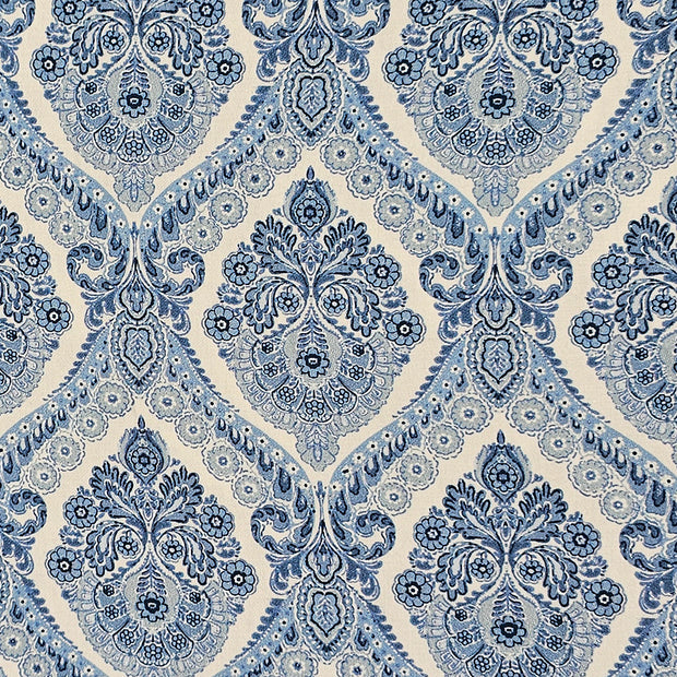 Baumwollsatin Siena Ornamente blau