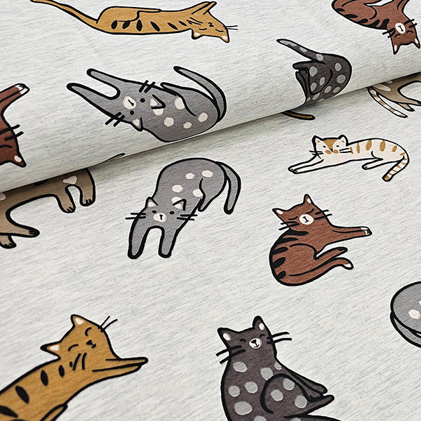 Jersey Katzen ecru meliert