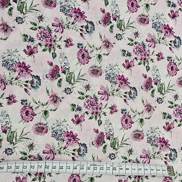 Baumwolle Rosen und Blätter mauve