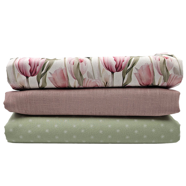 Trachten Stoffpaket rosa und mintgrün mit Tulpen Schürze