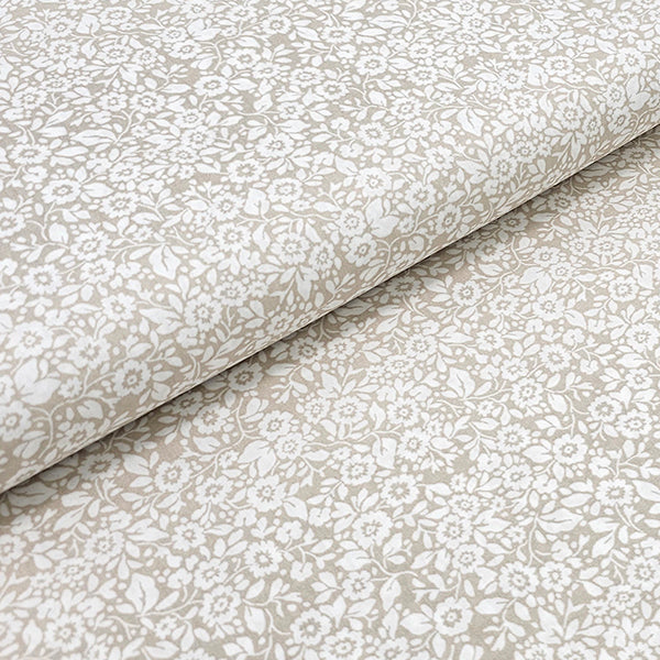 Baumwoll-Popelin Blumen creme