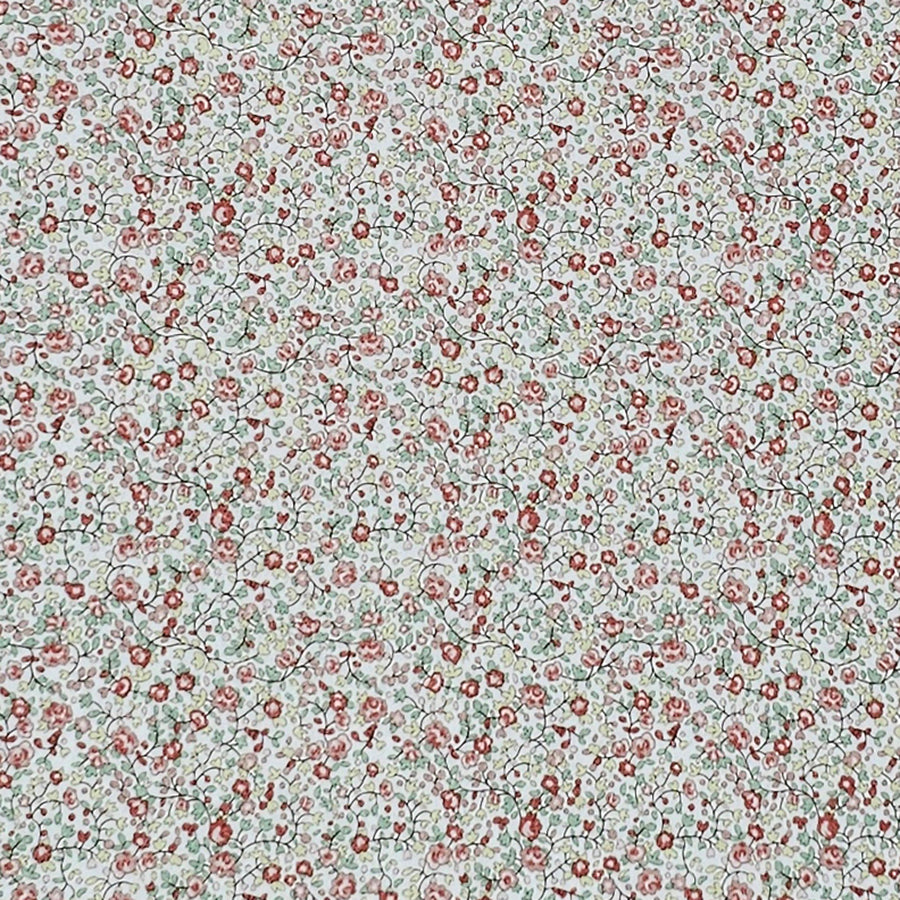 Baumwoll-Popelin Blumen altrosa und lindgrün