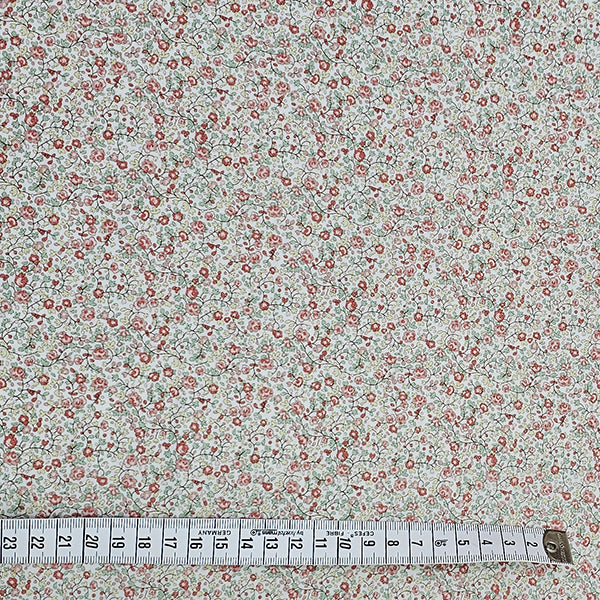 Baumwoll-Popelin Blumen altrosa und lindgrün