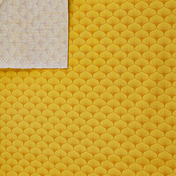 Baumwoll-Popelin Blatt gelb