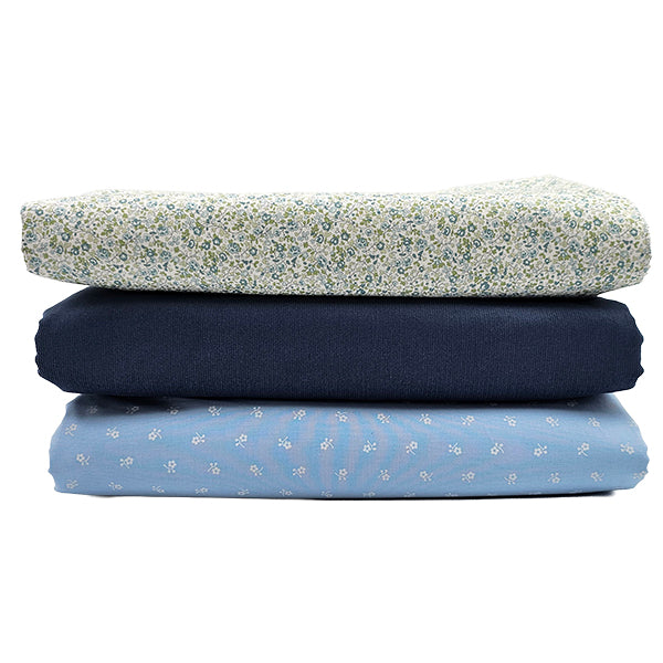 Trachten Stoffpaket Babycord jeansblau und hellblau mit Schürze