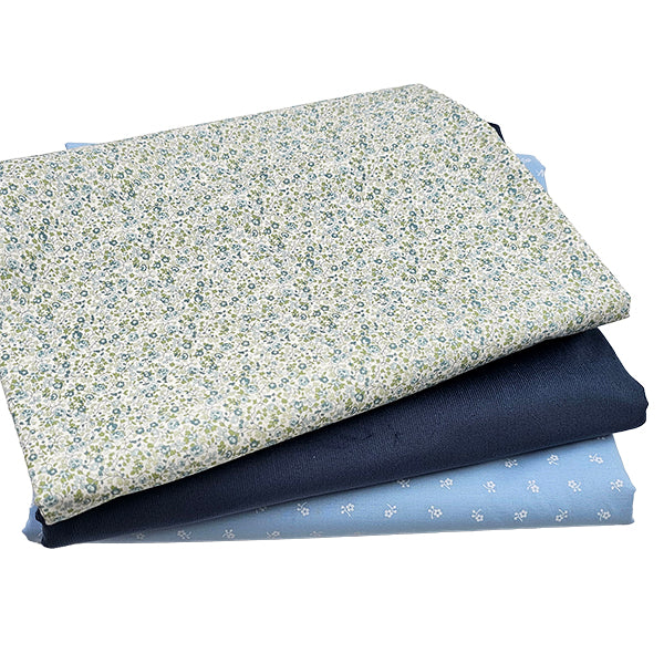 Trachten Stoffpaket Babycord jeansblau und hellblau mit Schürze