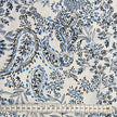 Baumwollsatin Paisley und Pflanzen blau