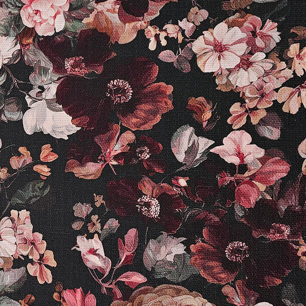 Canvas slub Blumen bordeaux