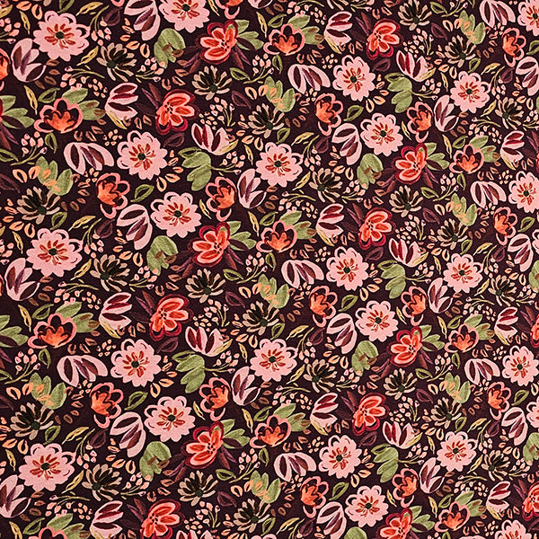 Jersey Blumen bordeaux