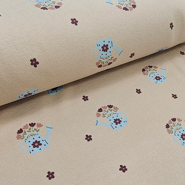 Terry Krepp Blumen beige