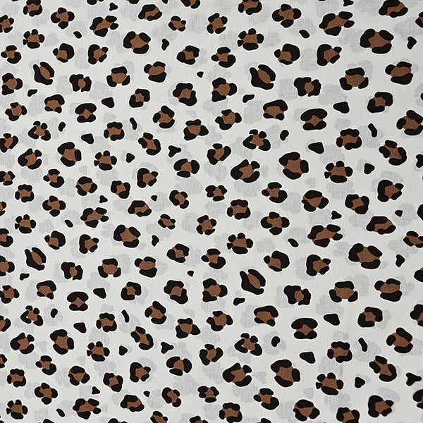 Baumwoll-Popelin Leoprint wollweiß