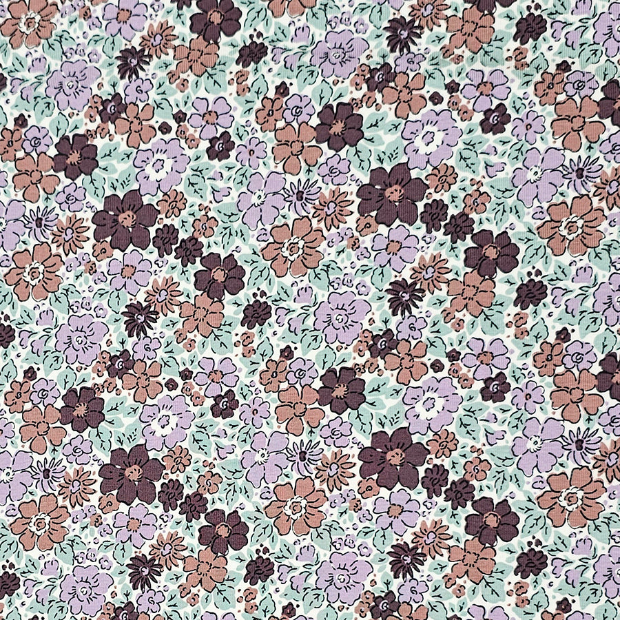 Stoffbox Blumen lila und flieder mit Bündchen