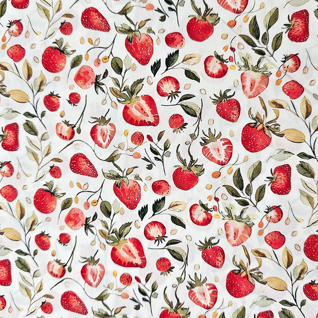 Baumwoll-Popelin Erdbeeren