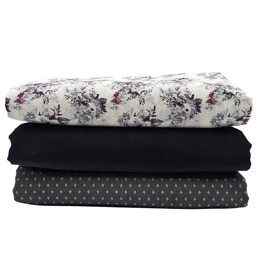 Trachten Stoffpaket schwarz und Schürze Blumenstrauß