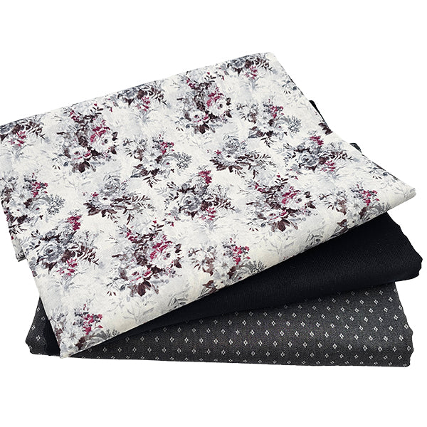 Trachten Stoffpaket schwarz und Schürze Blumenstrauß