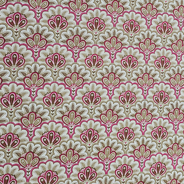 Baumwollsatin Siena Floral rosa und beige