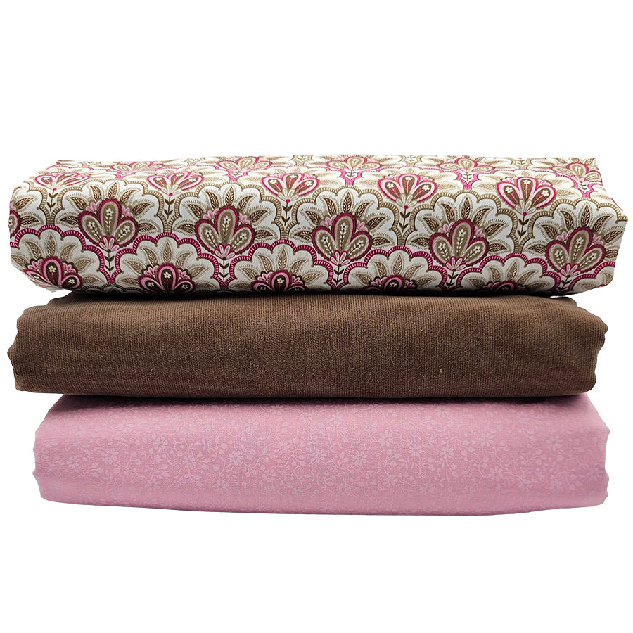 Trachten Stoffpaket Cord beige und hellrosa mit Schürze