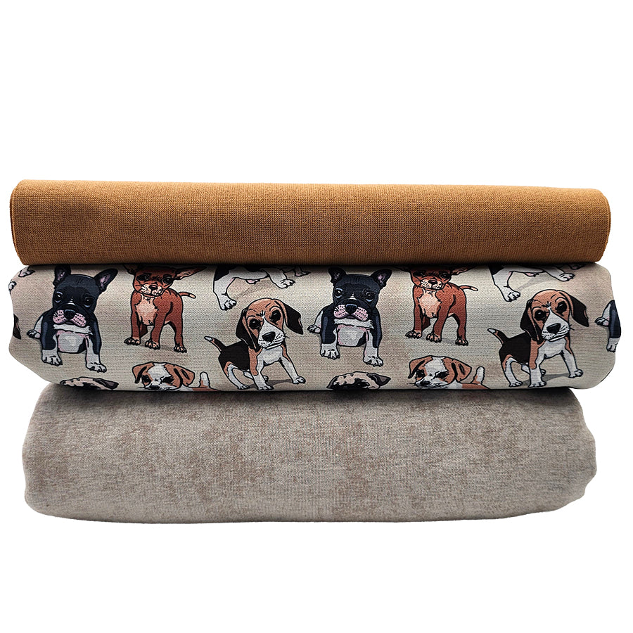 Alpensweat Stoffpaket Hunde und uni mit Bündchen