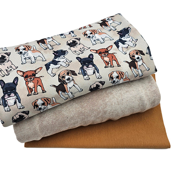 Alpensweat Stoffpaket Hunde und uni mit Bündchen
