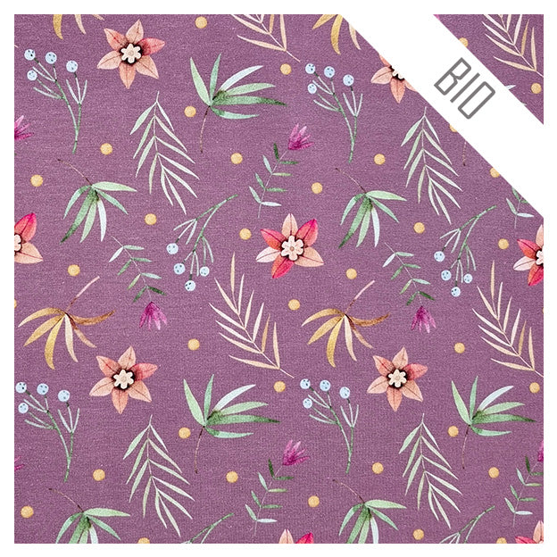 Jersey Stoffpaket Blumen Bio und streifen mit Bündchen Bio