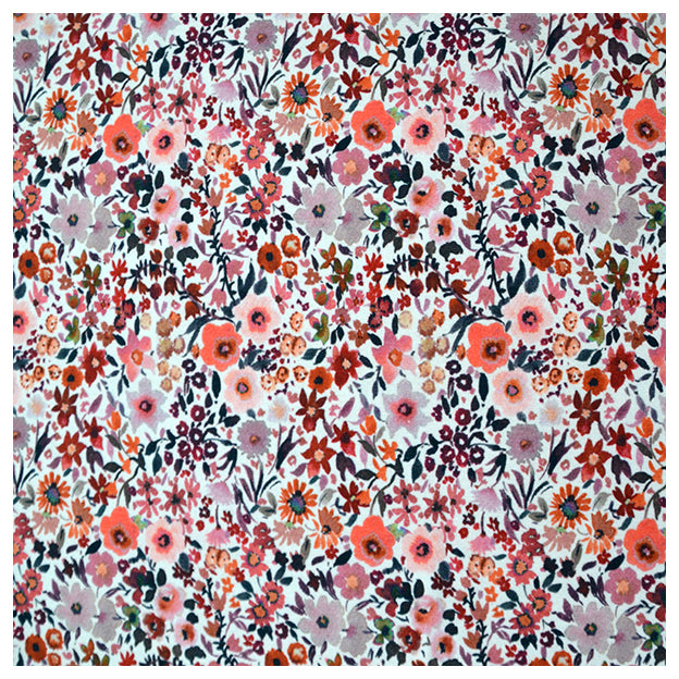 Jersey Stoffpaket Blumen und uni weinrot mit Bündchen