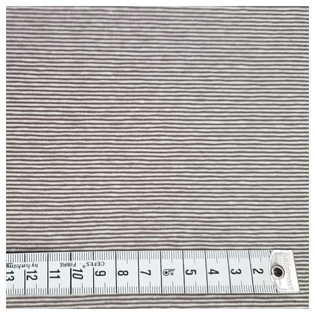 Jersey Streifen schmal taupe und weiß