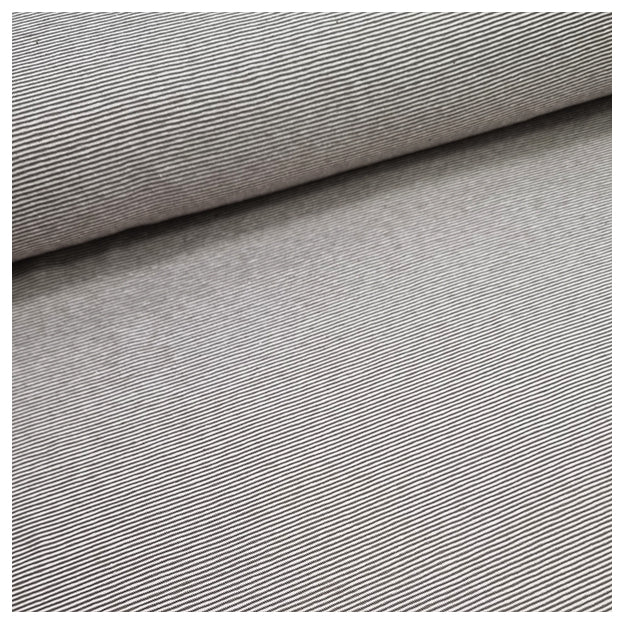 Jersey Streifen schmal taupe und weiß