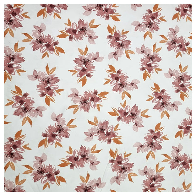 Jersey Digital Blumen rosa und weiß