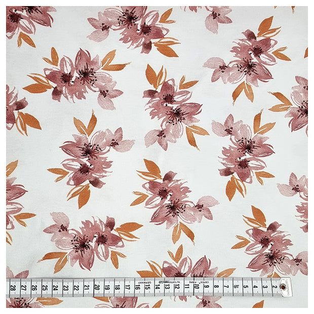 Jersey Digital Blumen rosa und weiß