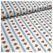 Baumwolle gestreift mit Rosen blau und rosa