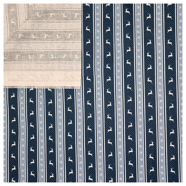 Baumwolle gestreift mit Hirschen blau