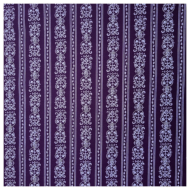 Baumwolle gestreift mit Blumen aubergine