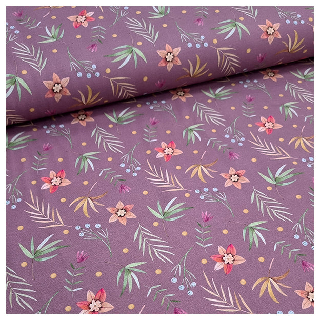 Jersey Blumen mauve Bio