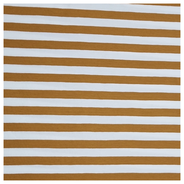 Jersey Streifen ocker und weiß 10mm