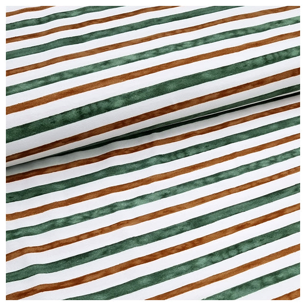 Jersey Streifen grün, braun und weiß