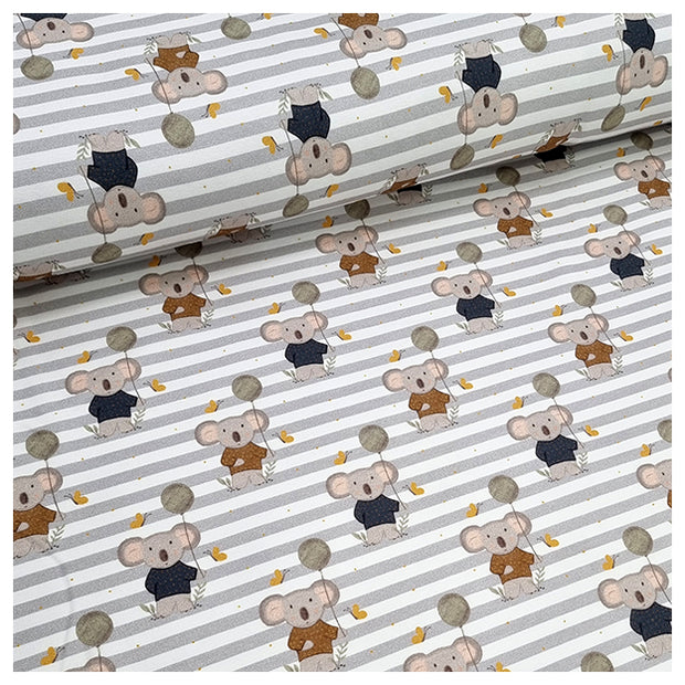 French Terry süße Koalas geraut