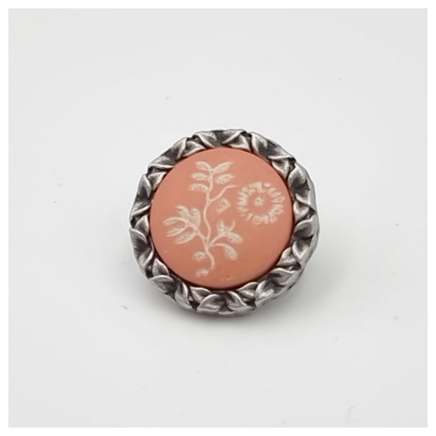 Metallknöpfe mit Blumen Pfirsich 15mm