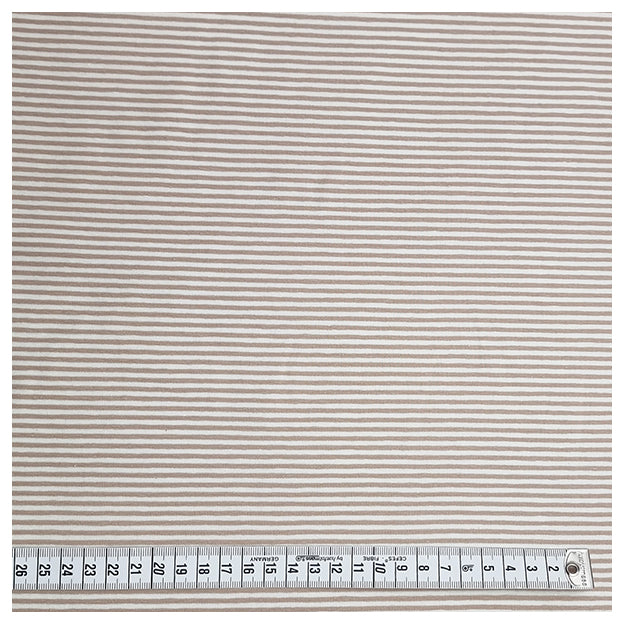 Jersey Streifen beige und weiß 2mm