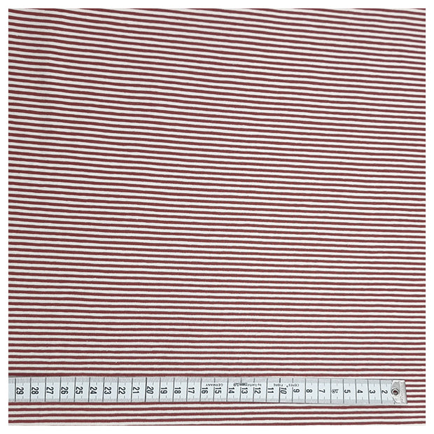 Jersey Streifen terra und weiß 2mm
