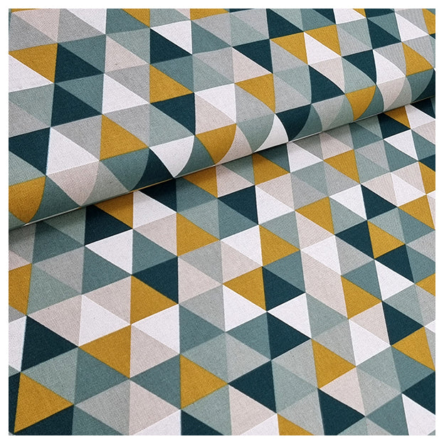Canvas Leinenoptik Dreiecke mint und petrol